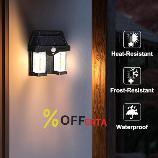 SET 2X Lampa solara de perete dubla CB 228 tip felinar, decorativ, de perete