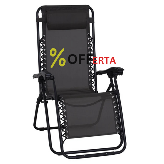 Set 2 Sezlong Scaun Pliabil din Textilen, Negru, 90x65x110cm