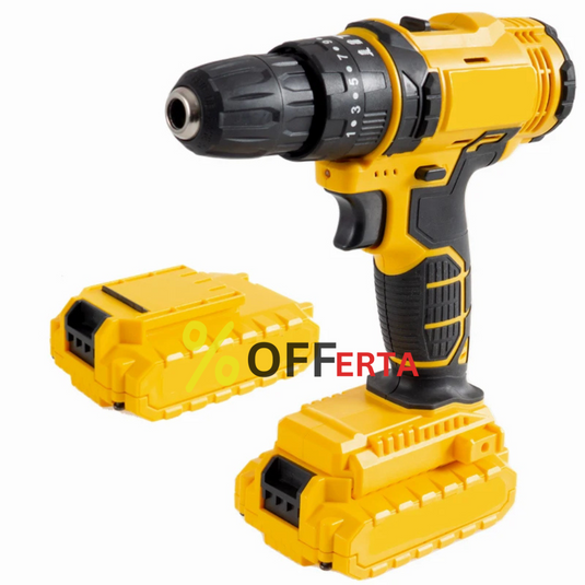 Trusa bormasina LEIH MANN, 2 acumulatori, 36V, 5Ah, incarcator si 30 accesorii, galben