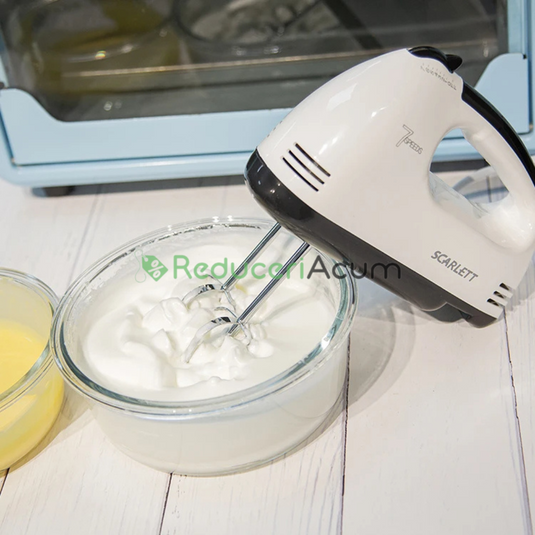 Mixer de mana Scarlett, putere 260W, 7 viteze, alb