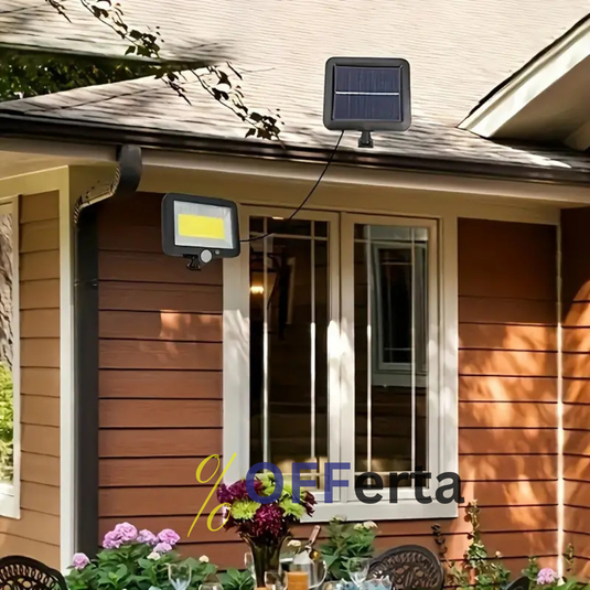 LED, cu panou solar, 128 - 6 COB, de exterior, senzor de miscare, telecomanda, Rezistenta la apa