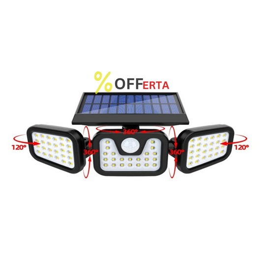 Lampa solara, de exterior cu 3 capete, LED, incarcare solara