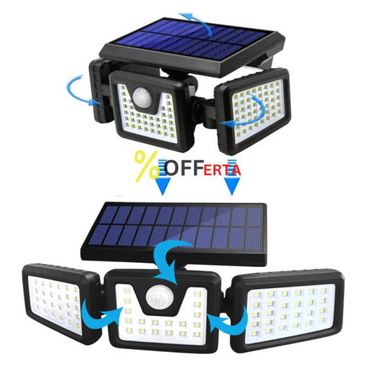 Lampa solara, de exterior cu 3 capete, LED, incarcare solara