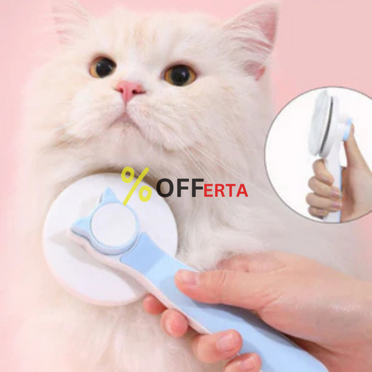 Perie cu buton de autocuratare pentru blana animale