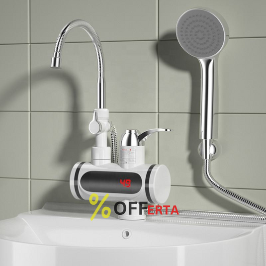 Robinet Electric cu incalzire instantanee + dus, cu afisaj LED si prindere pe perete