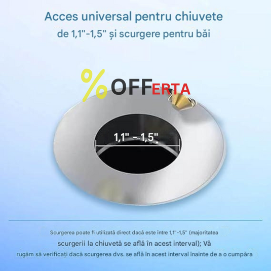 Dop scurgere chiuveta, universal, deschidere cu click, material oțel