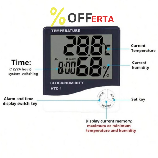 Ceas electronic de birou, cu ecran LCD ce indica temperatura