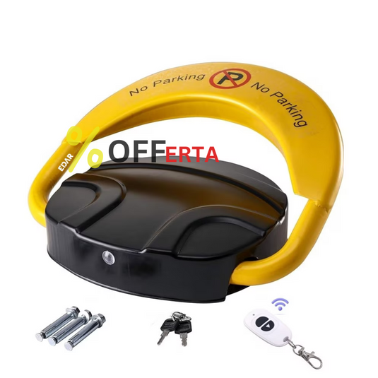 Blocator loc parcare automat, cu telecomanda si alarma, suporta 2 tone, Galben/Negru, rezistent intemperii