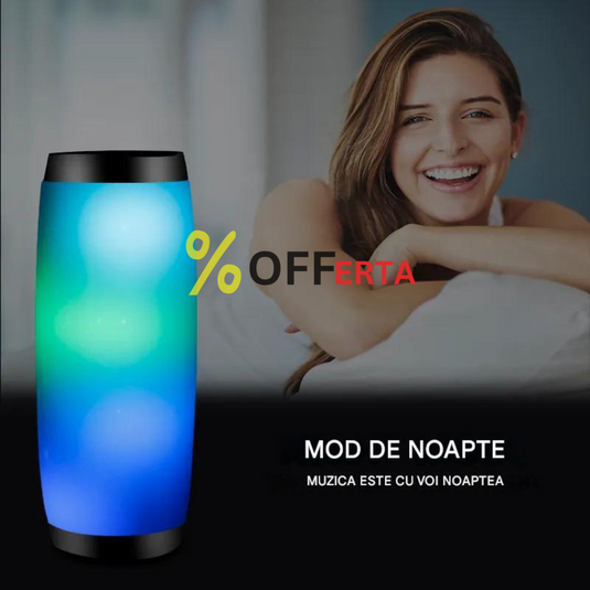Boxa stereo Bluetooth cu lumina ambientala multicolora