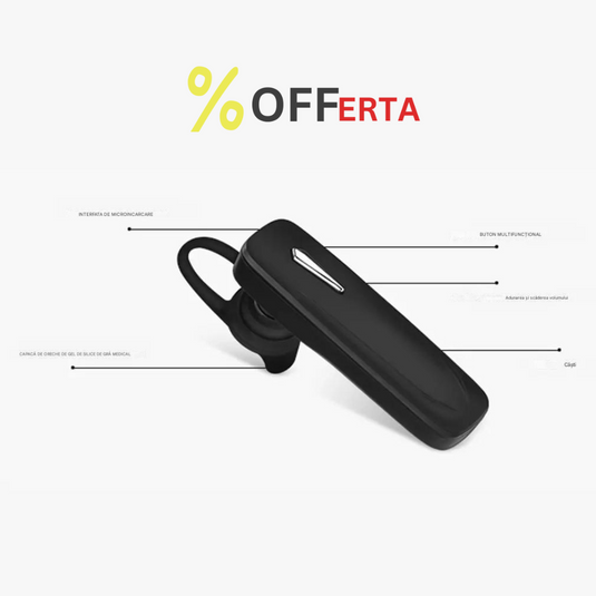 Casca bluetooth pentru convorbiri telefonice, autonomie 8 ore, microfon excelent