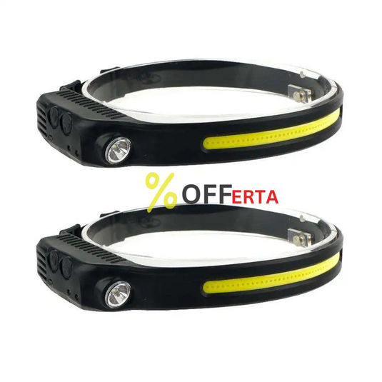 Lanterna de cap LED, profesionala, acumulator, senzor miscare si lumina laterala