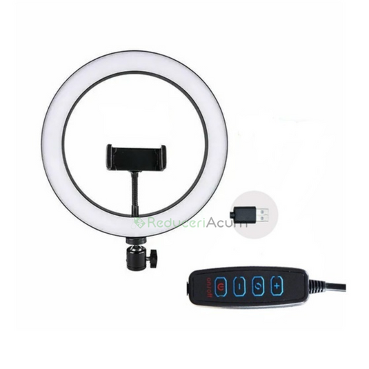 Lichidare de stoc. Lampa circulara LED cu trepied si suport de telefon