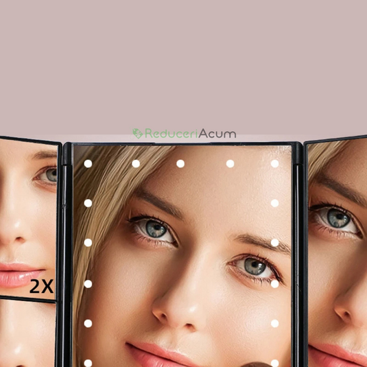 Oglinda cosmetica extensibila cu LED si buton tactil