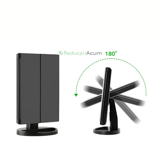 Oglinda cosmetica extensibila cu LED si buton tactil