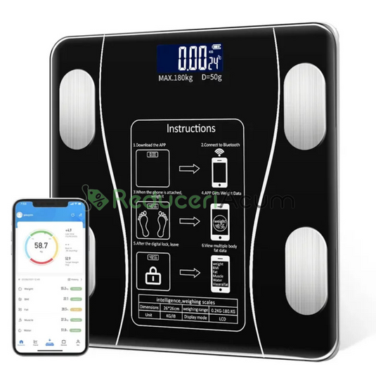 Cantar Bluetooth cu analiza corporala, display LED, sticla