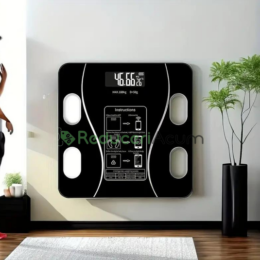 Cantar Bluetooth cu analiza corporala, display LED, sticla