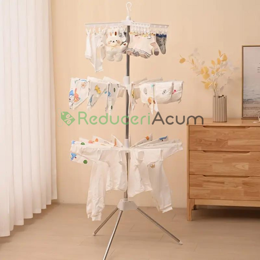 Uscator de rufe vertical si pliabil, inaltime 170 cm, 20 cleme, 50 capse, Gri