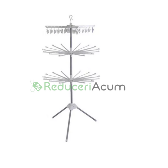Uscator de rufe vertical si pliabil, inaltime 170 cm, 20 cleme, 50 capse, Gri