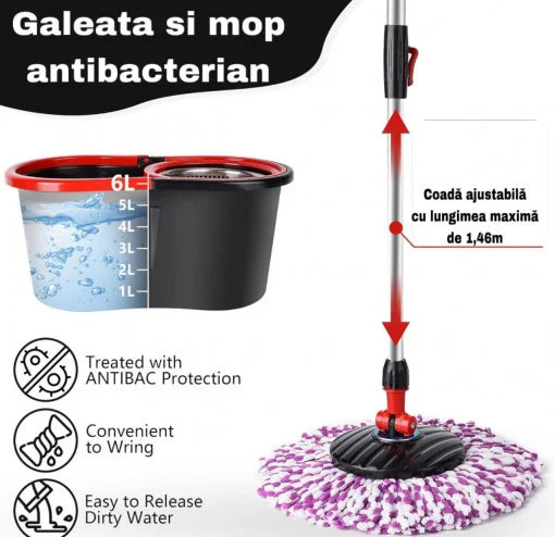 MOP ROTATIV CU PERIE CADOU SI 4 REZERVE CADOU!